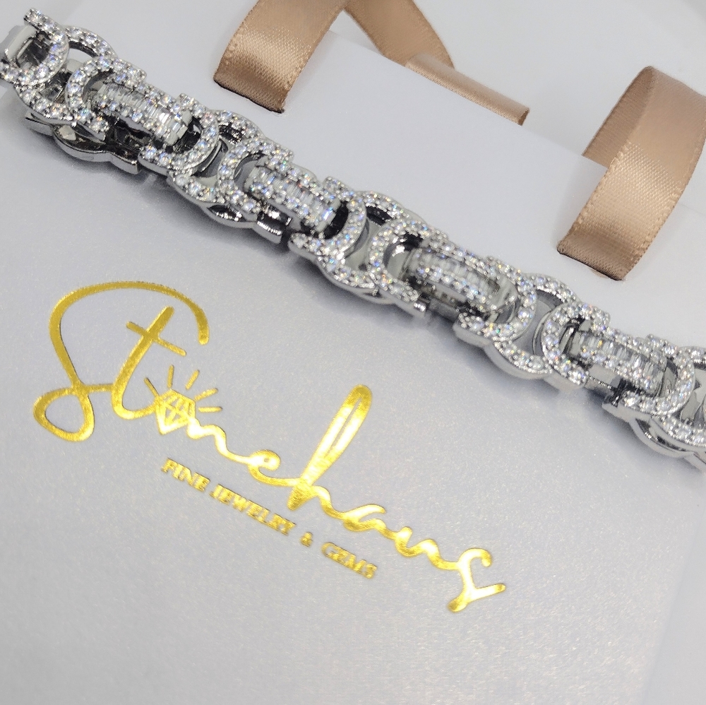 Byzantine Link 🔗 Diamond Bracelet (8") - Picture 1 of 3